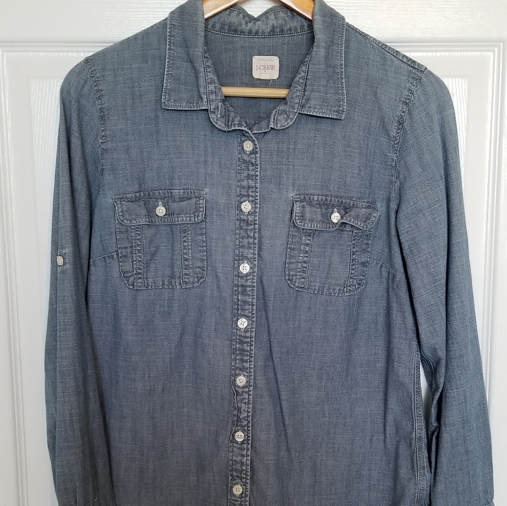 J. Crew chambray denim button up shirt